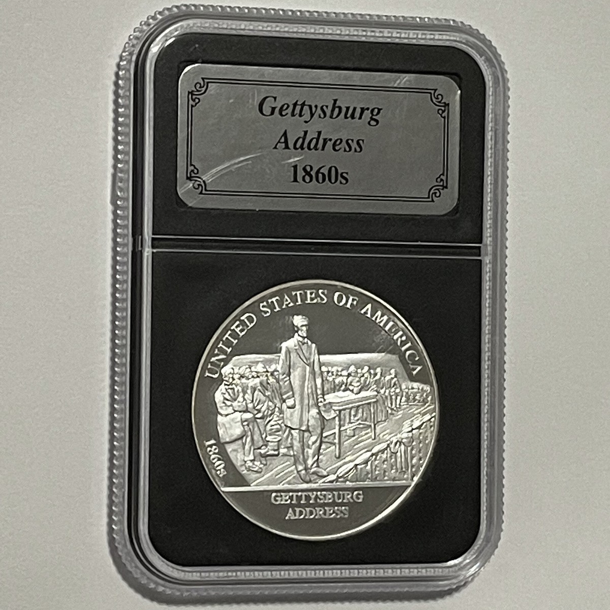 Gettysburg Address 1860's Proof Coin 1 Troy Oz .999 Fine Silver