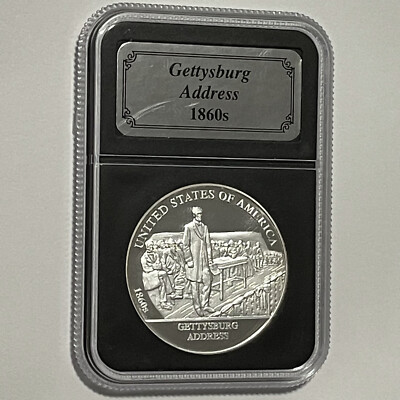 Gettysburg Address 1860's Proof Coin 1 Troy Oz .999 Fine Silver