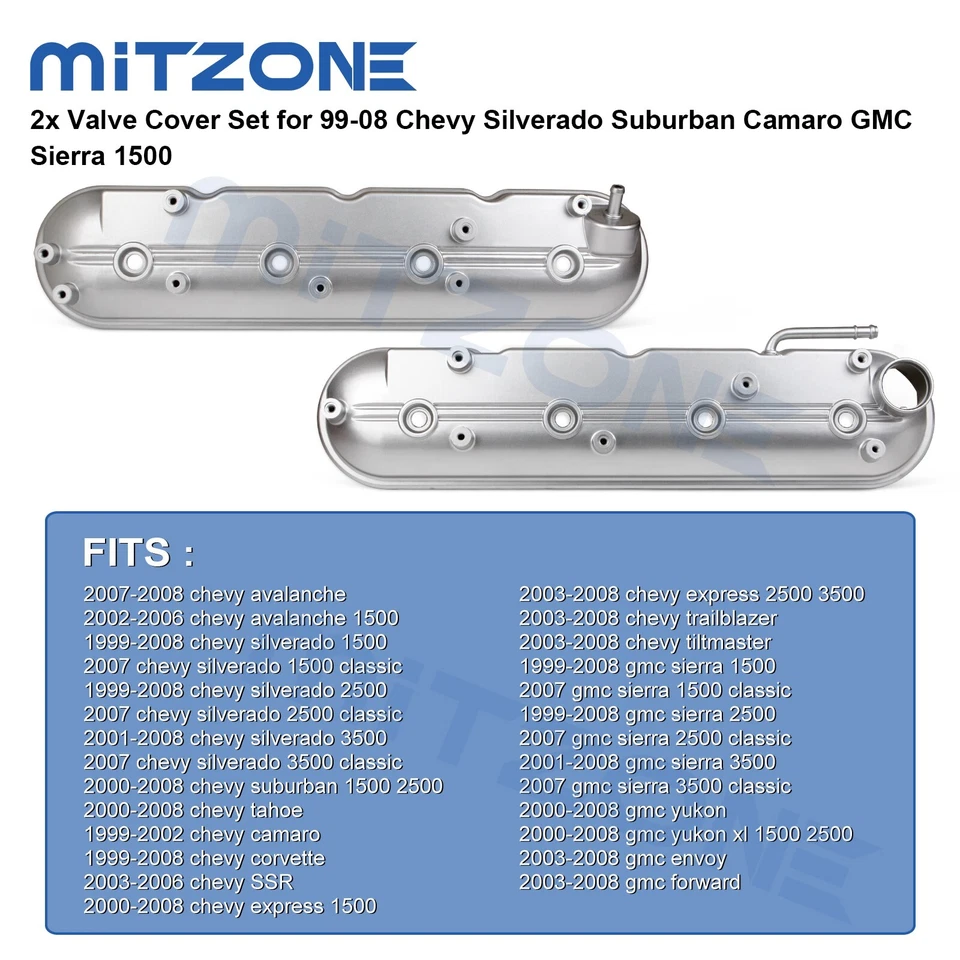 2x Valve Cover Set for 99-08 Chevy Silverado Suburban Camaro GMC Sierra 1500🚗 - Image 3 of 4
