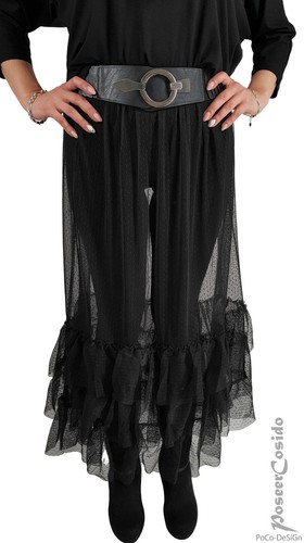 LAGENLOOK Unterrock Mesh schwarz weiß Tüll L-XL-XXL-XXXL 44 46 48 50 52 54 56 58 - Bild 8 von 19