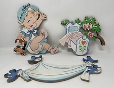Vintage Dolly Toy Co Nursery Wall Hangings Rock A Bye Baby Mother Goose 1952 MCM