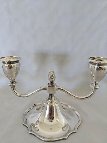 A Pair of Antique Washington 1729 Silver Plated 2 Light Candelabra Candlestick - Picture 5 of 6