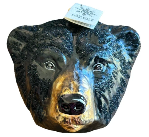 VTG SLAVIC TREASURES CHRISTMAS ORNAMENT BLACK BEAR w/Tags & Box NEW