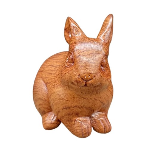 Wooden Rabbit Figurine Realistic Rabbit Ornament Rabbit Statue Decor - Picture 6 of 7