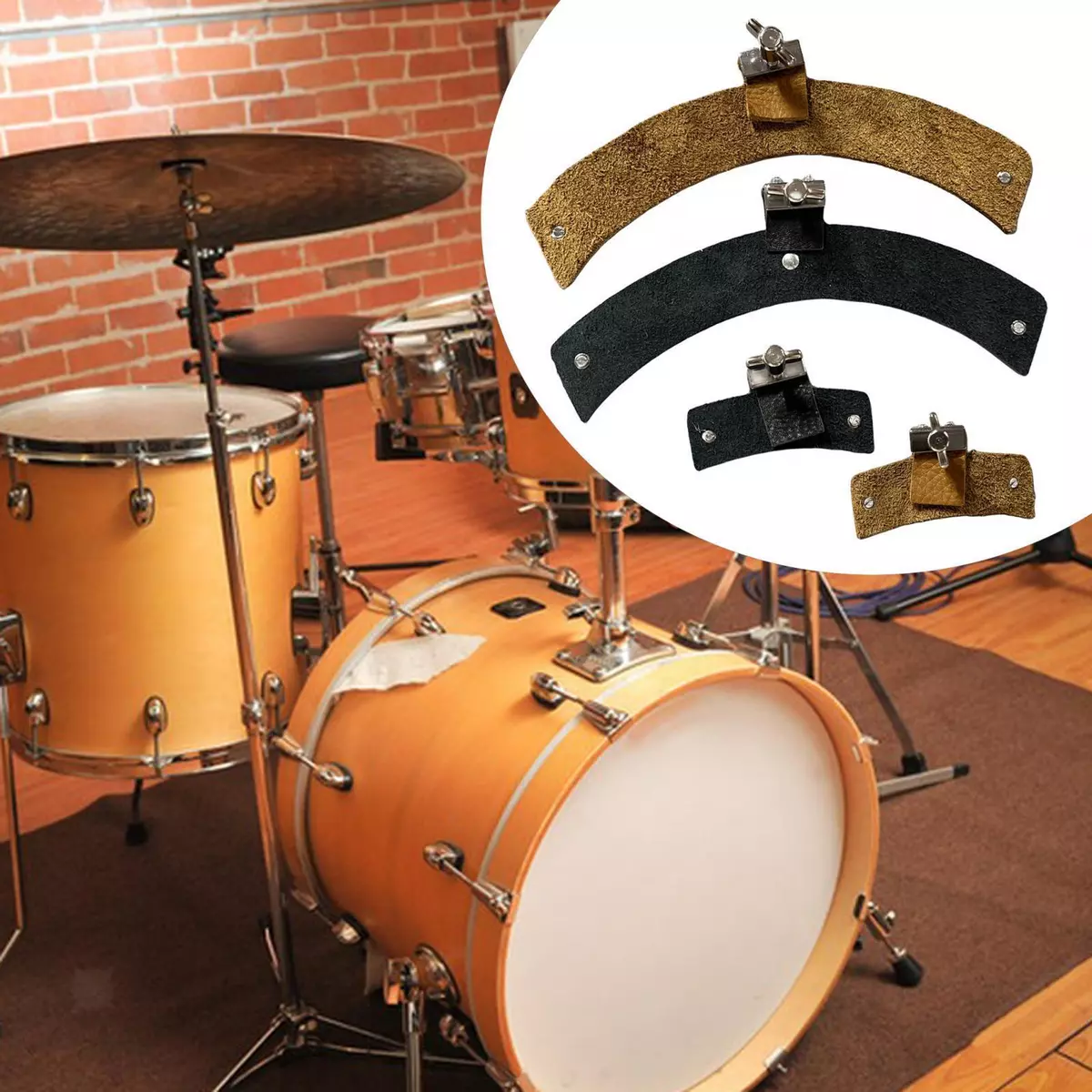 Drum Dampening Pads Soft Leather Drum Mute Pad for Bass Snare eBay