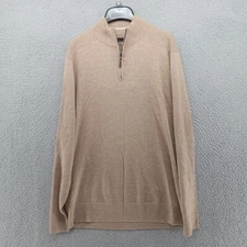 SmartWool Sweater Mens Medium Beige Brown Sparwood 1/4 Zip Mock Neck Merino