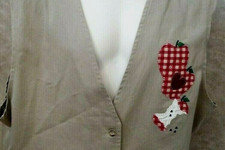 Womens Vest Lighthouse Apparel Xl Button Up V- Neck Sleeveless Brown Vest Apple