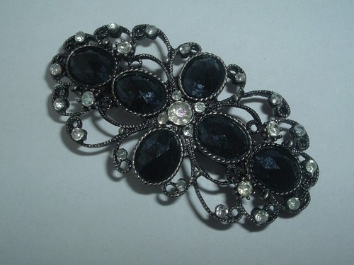 MARINEBLAU KUNSTSTOFF EDELSTEIN METALL HAARSPANGE UP DO HAARSCHMUCK