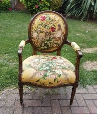 BESPOKE SCALAMANDRE FABRIC ANTIQUE ARM  CHAIR