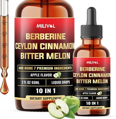 10In1 Liquid Drops Berberine with Ceylon Cinnamon Bitter Melon