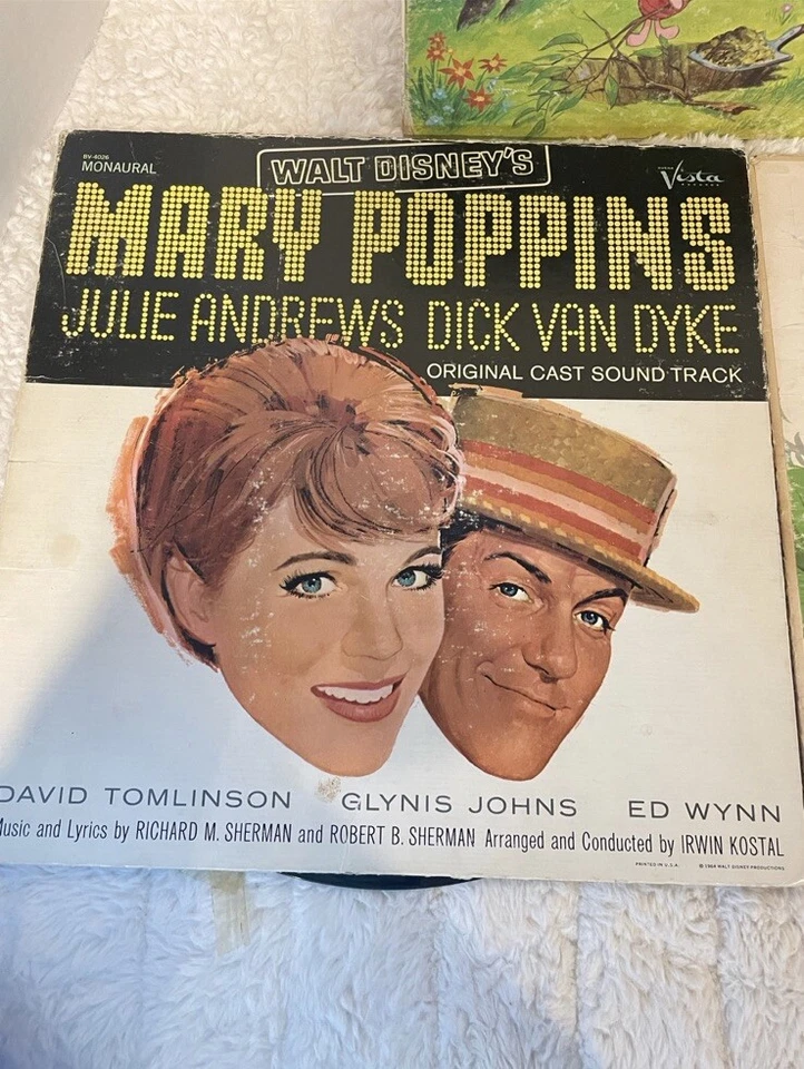 Lote de discos de Winnie The Pooh Mary Poppins de Walt Disney Records de colección raro de los años 60 Foto 3 de 4