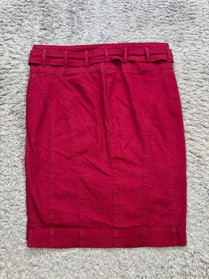 Falda Arden B Mujer 2 Rojo Sarga Hendidura Midi Tiro Alto Lápiz Foto 2 de 4