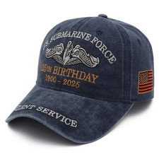 US Submarine Force 125th Birthday 1900-2025 Silent Service Embroidered Denim Cap