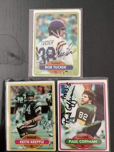 Lot of 3 Signed 1980 NFL Football Cards - Autographed!