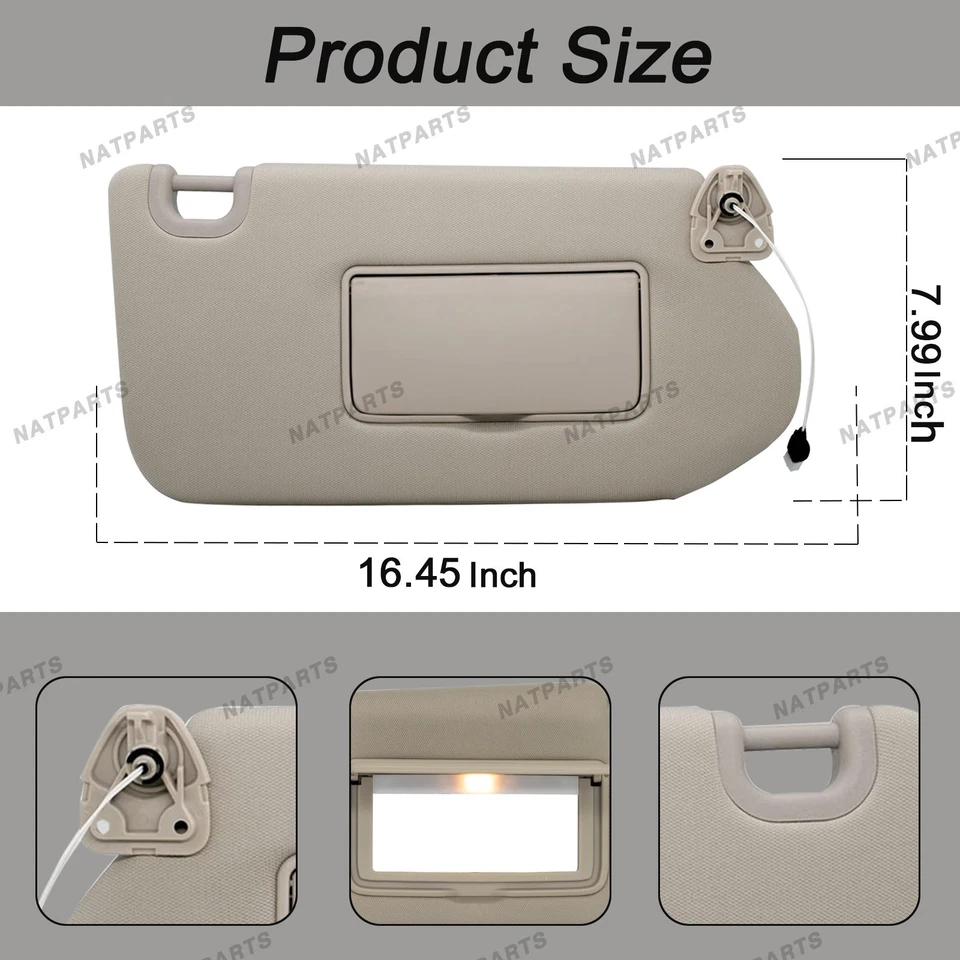 Parasol lateral derecho pasajero con luz para 13-20 Infiniti QX60 96401-9PB0A Foto 4 de 4