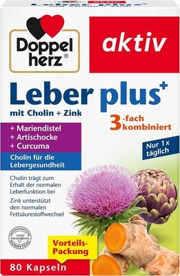 Doppelherz Leber plus   Mit Cholin als Beitrag 80 Kapseln (1er Pack), Gelb 