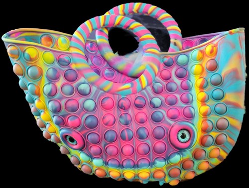 Rubber Purse Giant Fidget Toy Rave Rainbow Tie-dye Popit Bubble Bag - Picture 4 of 6