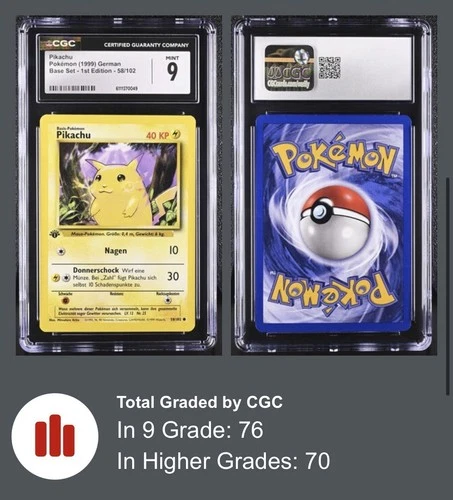 Pikachu 58/102 Base Set 1st Edition (German) Regular 1999 CGC 9 MINT