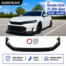 For Honda Civic Sedan Hatch 2025-up Glossy Black Front Bumper Lip Splitter Abs