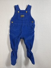 VTG Oshkosh B  gosh Vestback Overalls Blue Corduroy Footed Size 3-6 Months USA