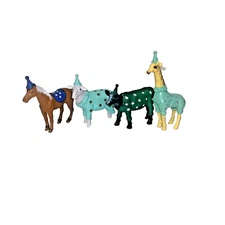 Lot 4 Ankyo Farm Party Animals Figures Sheep Horse Cow Giraffe Cake Topper Toys