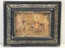 Antique Painting On Board Framed