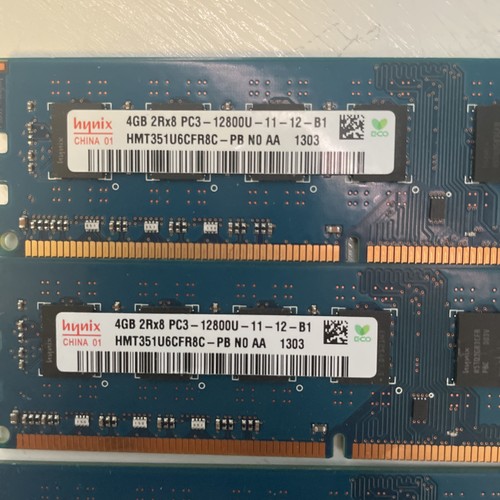 16GB (4x4GB) PC3-12800u DDR3-1600MHz 2Rx8 Non-ECC Hynix HMT351U6EFR8C-PB - Picture 3 of 4