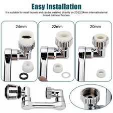 2Pcs Universal 1080 Swivel Extension Faucet Aerator Rotate Robotic Arm Extend-