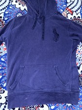 Polo Ralph Lauren Big Pony Mens Hoodie Size Medium Blue 100 Percent Cotton
