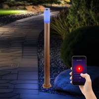 AußEnleuchte Standlampe Stehleuchte Bewegungsmelder Smart Led App Holzoptik Rgb