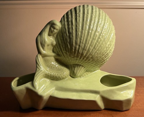 Vintage Mermaid TV Tabletop Lamp - New cord - California Pottery 1952