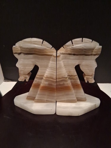 Vintage Mid Century Alabaster Marble Horse Head Bookend . Beautiful - Picture 2 of 12