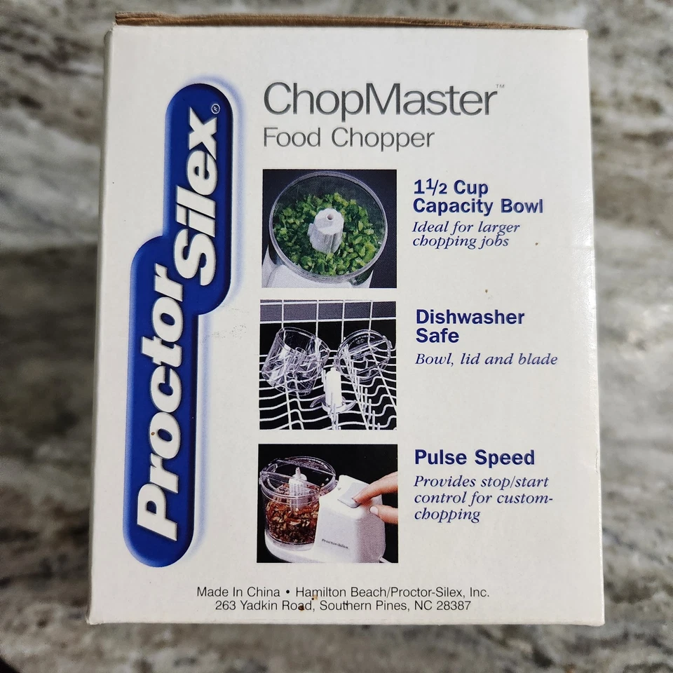 Proctor Silex 72500 Food Chopper 1-1/2 Cup Food Chopper White NEW - Image 3 of 4