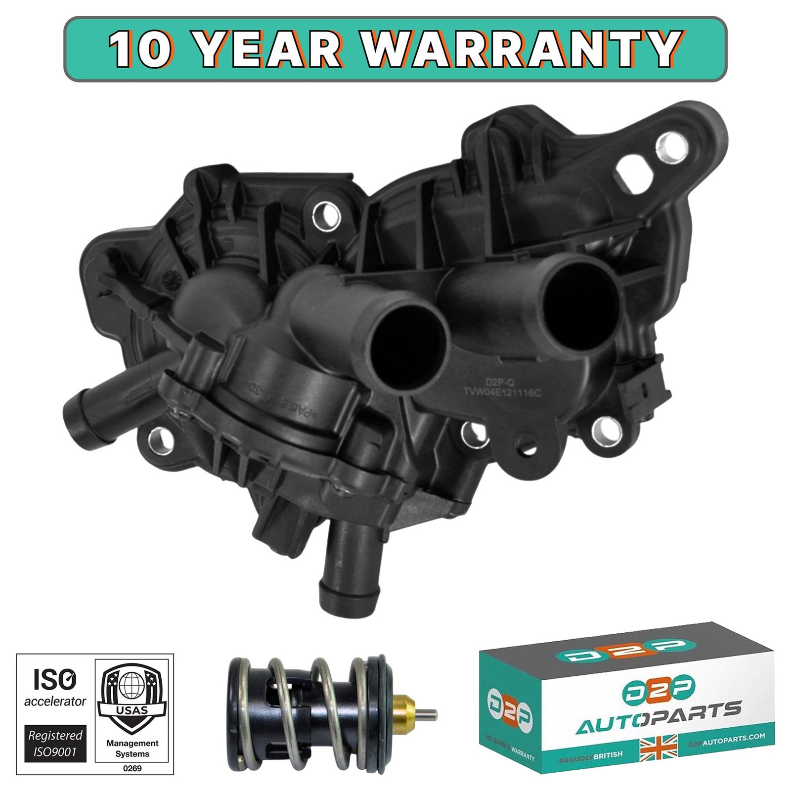 COOLANT THERMOSTAT FOR AUDI VW SEAT SKODA 1.0 1.2 1.4 1.6 PETROL 04C121115F