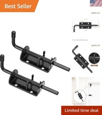 Heavy-Duty Black Steel Spring Loaded Gate Latch Pin 6in for Secure Gates - 2pcs