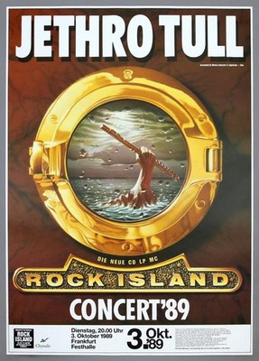 JETHRO TULL   rare vintage original Frankfurt 1989 concert poster *ROCK ISLAND*