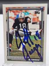 1992 Topps Jeff Jaeger "18" Los Angeles Raiders #46 SIGNED AUTOGRAPHED CARD