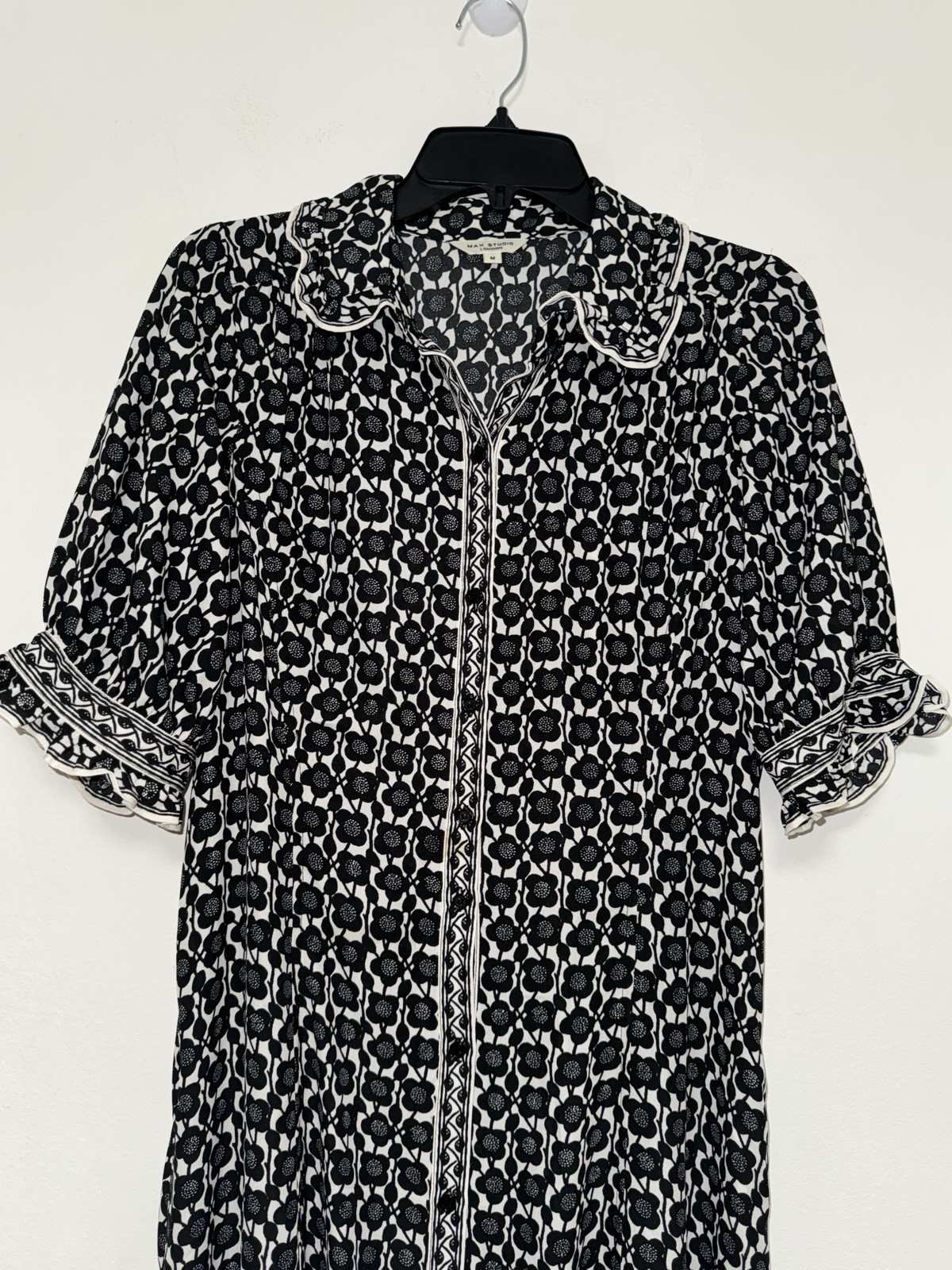 Max Studio Button Down Collared Shift Dress Size M - image 9