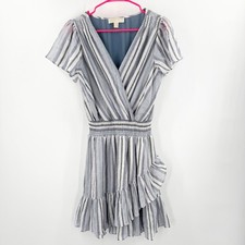 Michael Michael Kors Dress Size Small NEW Short Sleeve Blue Silver Stripe NWOT