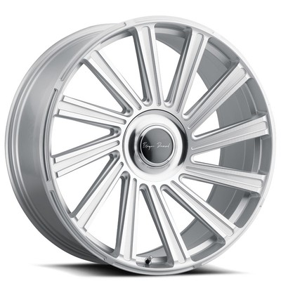 F24x9/R24x10'' Staggered Blaque Diamond Wheels BD-40 Silver Machined Floating Cap