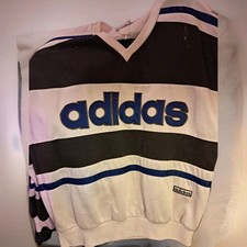 90s Adidas Run DMC Sweatshirt Mens L Hip Hop Striped Trefoils