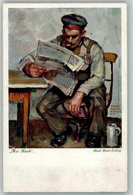 38151096 - signed Maier-Erding Landser with cigarette reads the