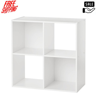 Mainstays 4 Cube Storage Organizer White Shelf Unit Home Furniture