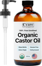 Castor Oil 100 Pure Organic Cold Pressed Unrefined Glass Bottle USDA Certifie