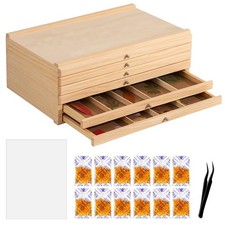 6 Drawer Wooden Pressed Flower Storage Box Set Artist Supply Storage Organize...