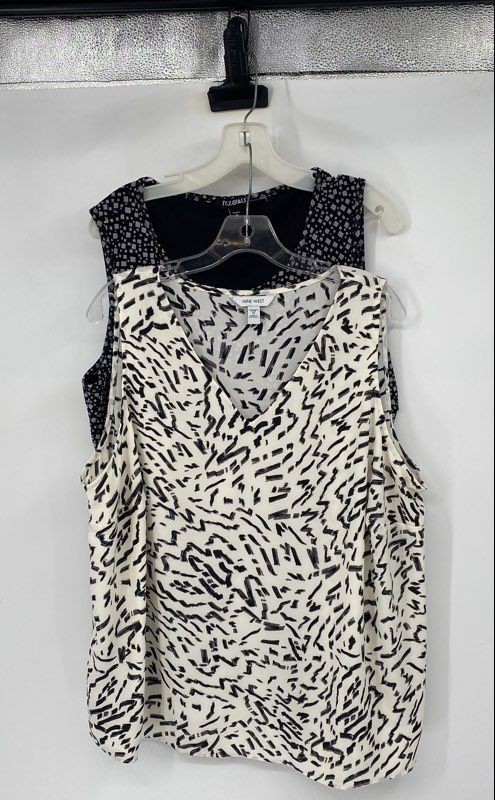 Nine West Roz & Ali Womens White Black Sleeveless Blouse Tops Size 1X Lot Of 2