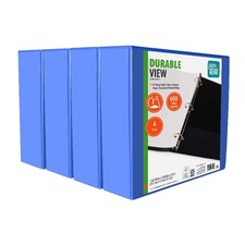 Pen + Gear Durable View 3-Ring Binder with 3-Inch  Rings  4 Pack (Blue)