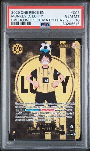 2025 ONE PIECE PROMOS BVB X ONE PIECE MATCH DAY 2025 #003 MONKEY D. LUFFY PSA 10
