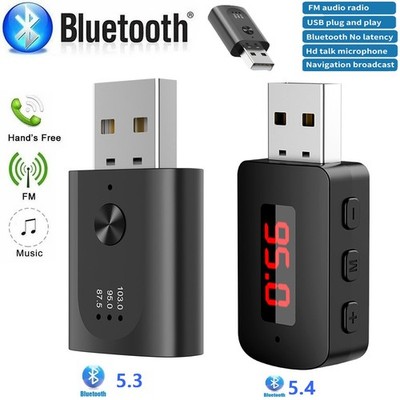 Wireless USB Car Bluetooth 5.3 Audio Receiver FM Transmitter Hands-Free Calling