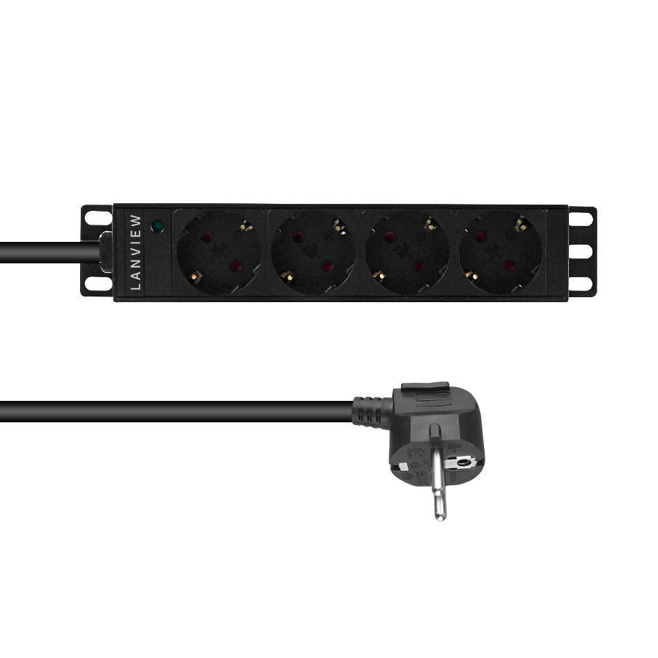 Lanview LVR-2MSCH-LIC-SCH4 10�� 4-way Schuko outlets